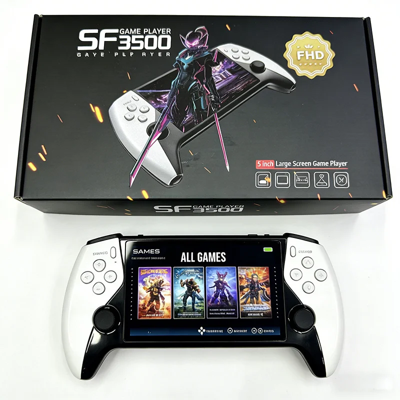Фото Новая портативная игровая консоль SF3500 5 дюймов для PS1, GBA, SNES, MAME, ретро-эмулятор, FHD, портативная игровая приставка, подарок на Рождество 2026 №1