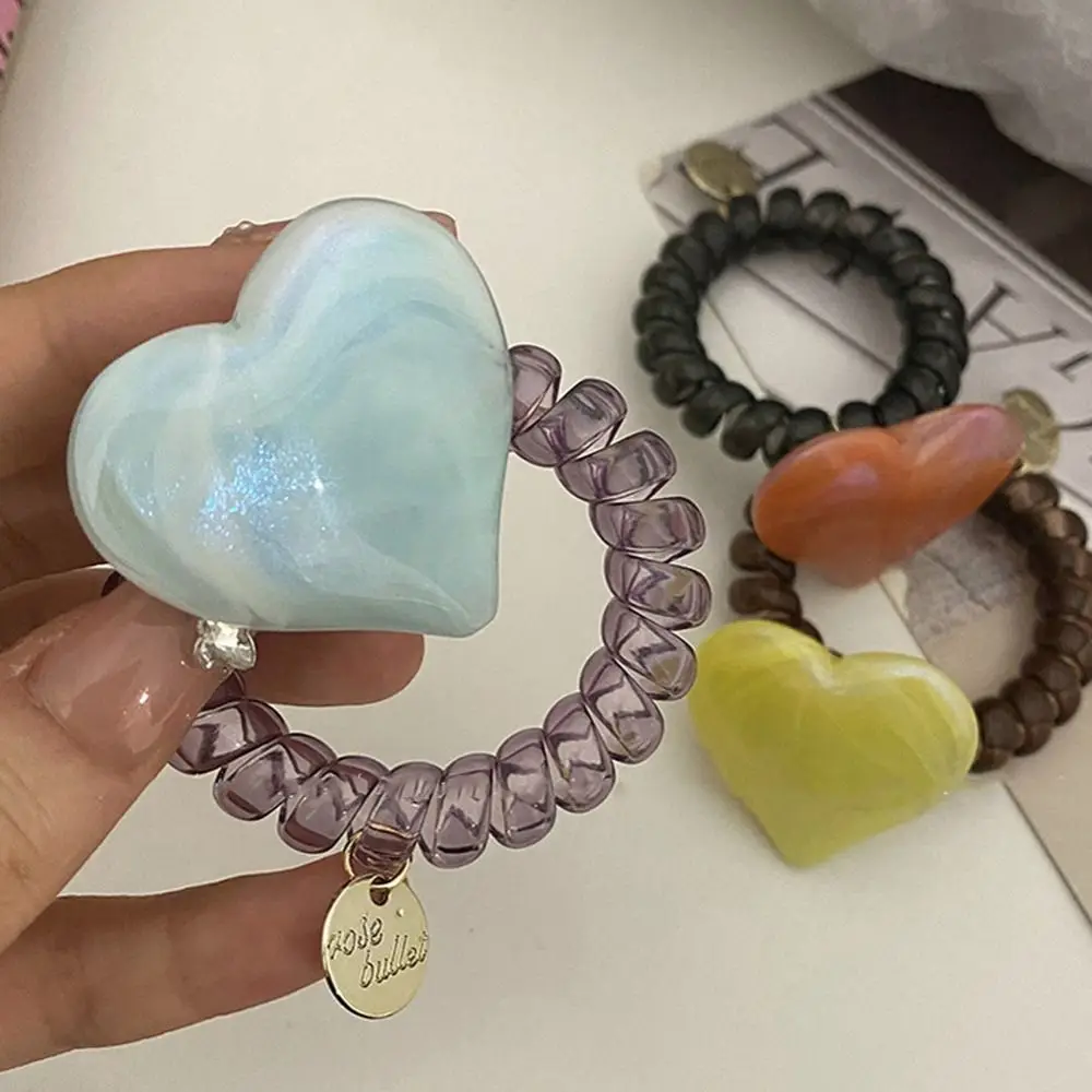 

New Headwear Stylish Hair Rings Love Telephone Line Sweet Hair Ties Women Hair Bands Heart Scrunchies Hair Rubber Bands
