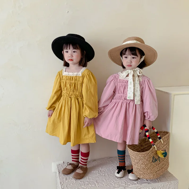 

Children'S Autumn Dress 2022 New Girls Dress Casual Kids Clothes Palace Style Pleated Baby Girl Princess Dress