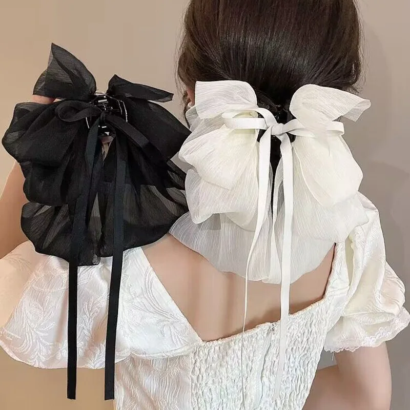 

TwinkLei Large Multilayer Bowknot Fluffy Chiffon Hair Claws for Girls Korean Hair Accessories Summer Hair Clip Women Headwear