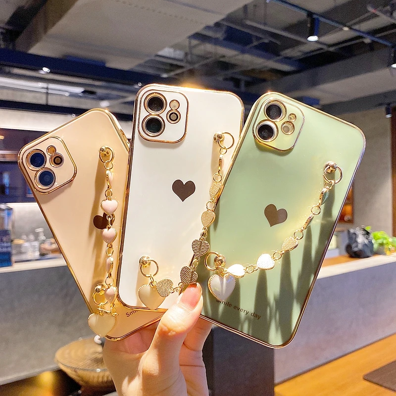 

Soft Love pattern Bracelet Phone Case For iphone 11 12 Pro Max XS X XR 7 8 Plus mini SE 2020 Silicone Shockproof Cases Cover