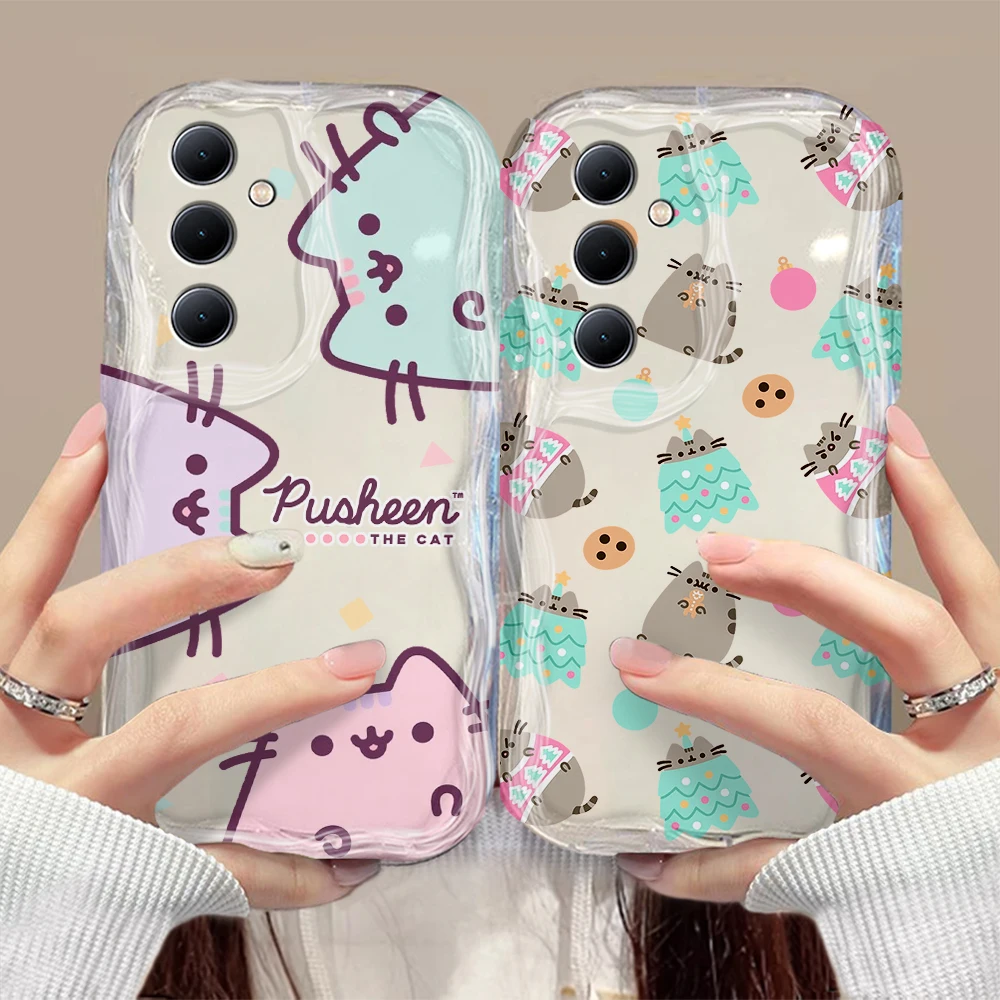 Милый мультяшный Кот P-Pusheens 3D волна чехол для Xiaomi Mi 14 12 12T 11 Lite Poco M6 X6 X5 X4 F4 X3 M3 Pro 4G 5G
