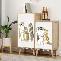 cute cat curtains short polyester cabinet curtain for living room kitchen ins style cupboard wardrobe drapes partition decor