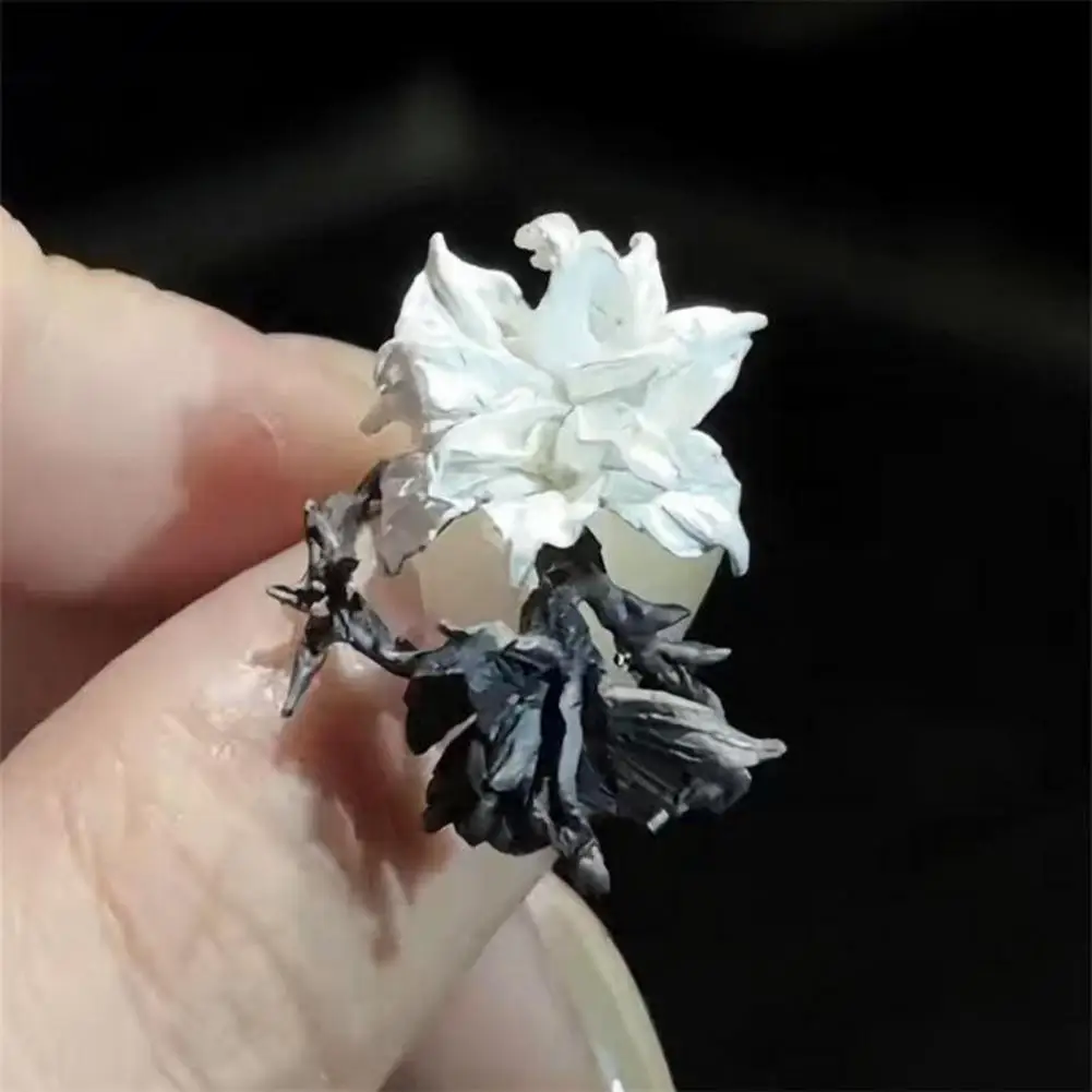 Кольцо Stramonium черно-белое кольцо с цветком страмонии для женщин ювелирные изделия