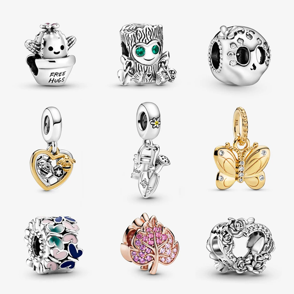925 стерлингового серебра шармов оригинальные Божья коровка бабочка пчела