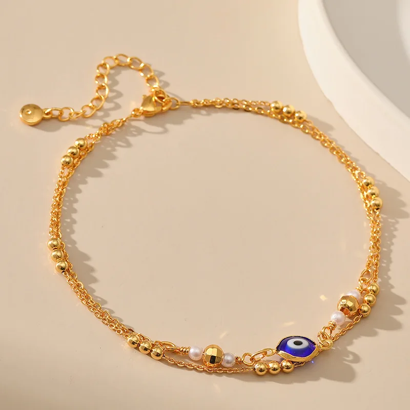 Браслет на ногу женский с медным покрытием из 18-каратного золота в европейском и американском стиле