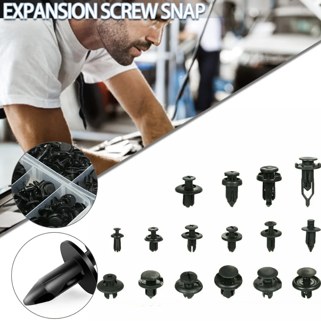 

625pcs Car Hole Plastic Rivets Fastener Push Clip Black Auto Vehicle Door Trim Panel Retainer Fastener Replacement Clips