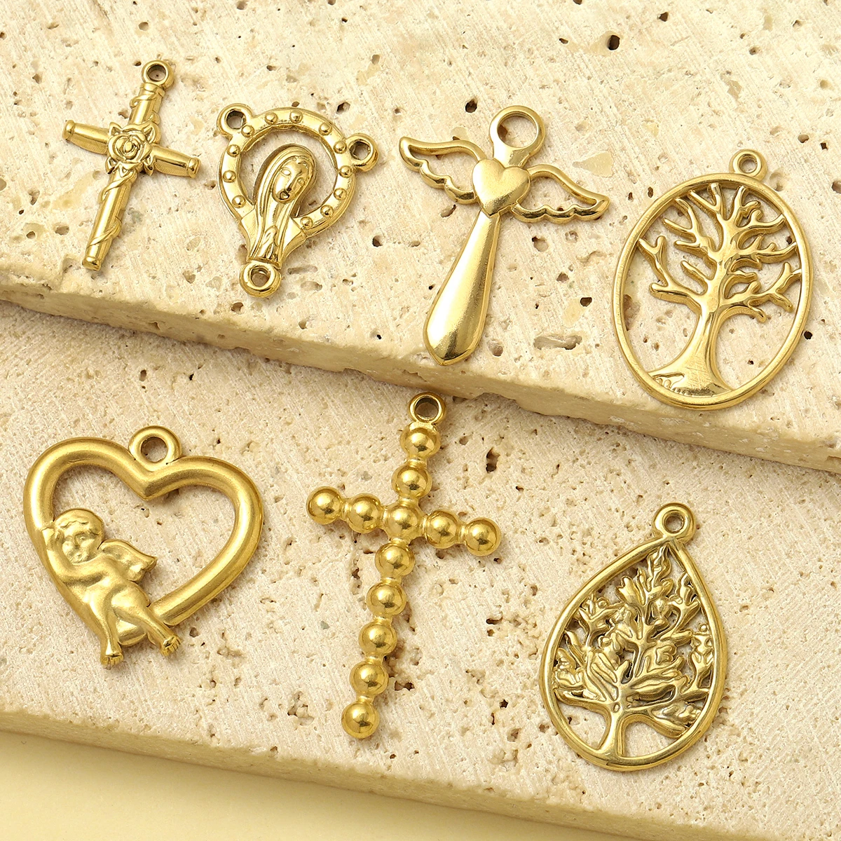 5 шт./лот ожерелье из нержавеющей стали с крестом Иисуса сделай сам подвески Ангел