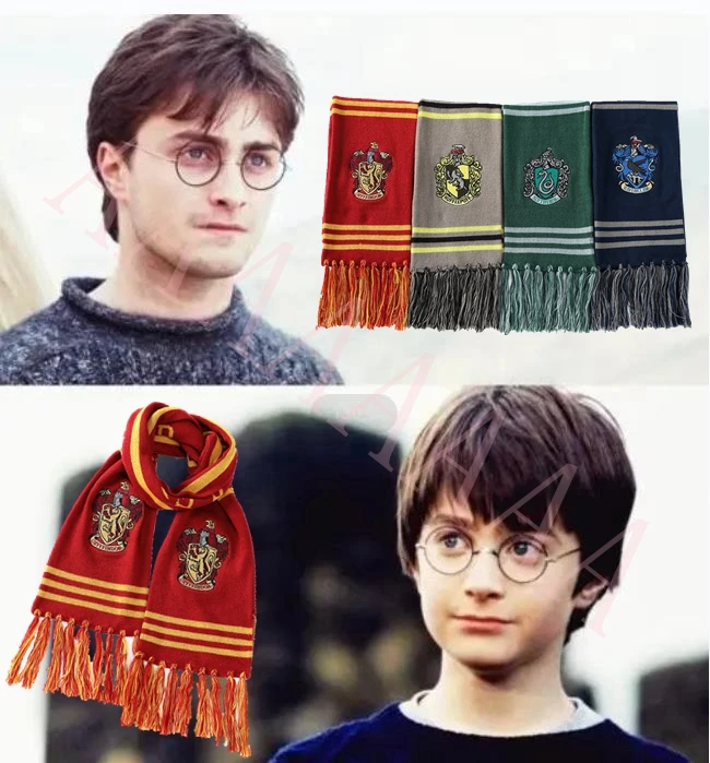 Вязаный шарф с вышивкой Гарри Поттера для детей и взрослых в стиле Хогвартс