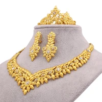 luxury women jewelry set collar necklacebraceletearringsring 18k arabia indian african bridal wedding party gift