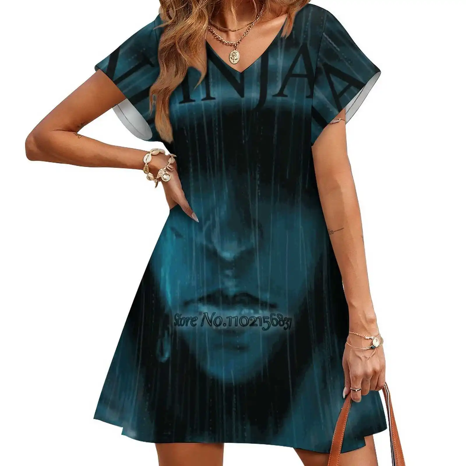 

Уличное платье Said Id Never Cry, модная Свободная юбка с V-образным вырезом и коротким рукавом, повседневная юбка для вечеринки, 5Xl, накидка в стиле ...