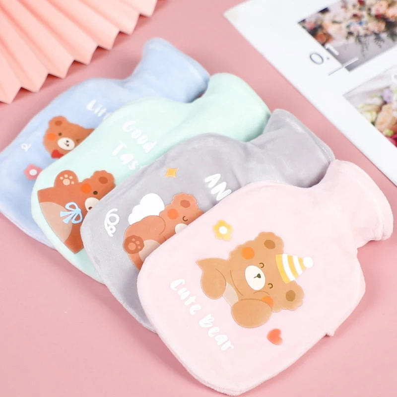 Милая сумка для бутылки с горячей водой девочек плюшевая грелка рук теплая