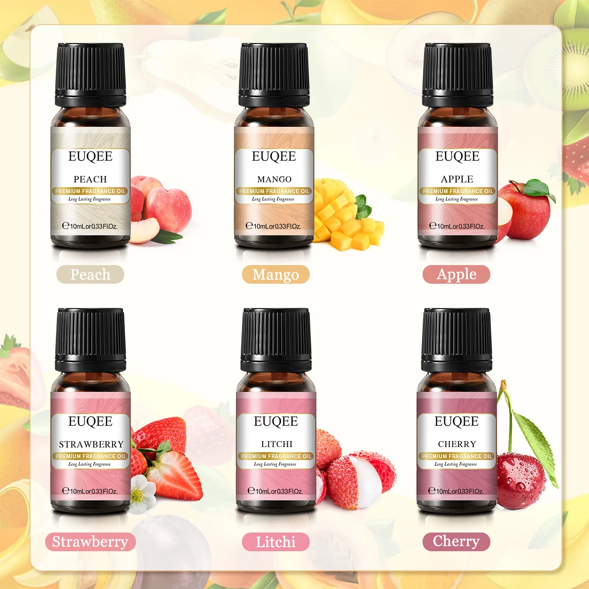 EUQEE 6pcs/set Fragrance Oil Gift Kit For Diffuser Coffee Bakery Harvest Spice Pumpkin Pie Forest Pine Sweet Fruit Perfume Oils |