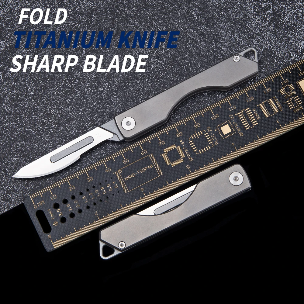 

Titanium pocket knife multi-function self-defense knife portable folding knife outdoor camping tool knife