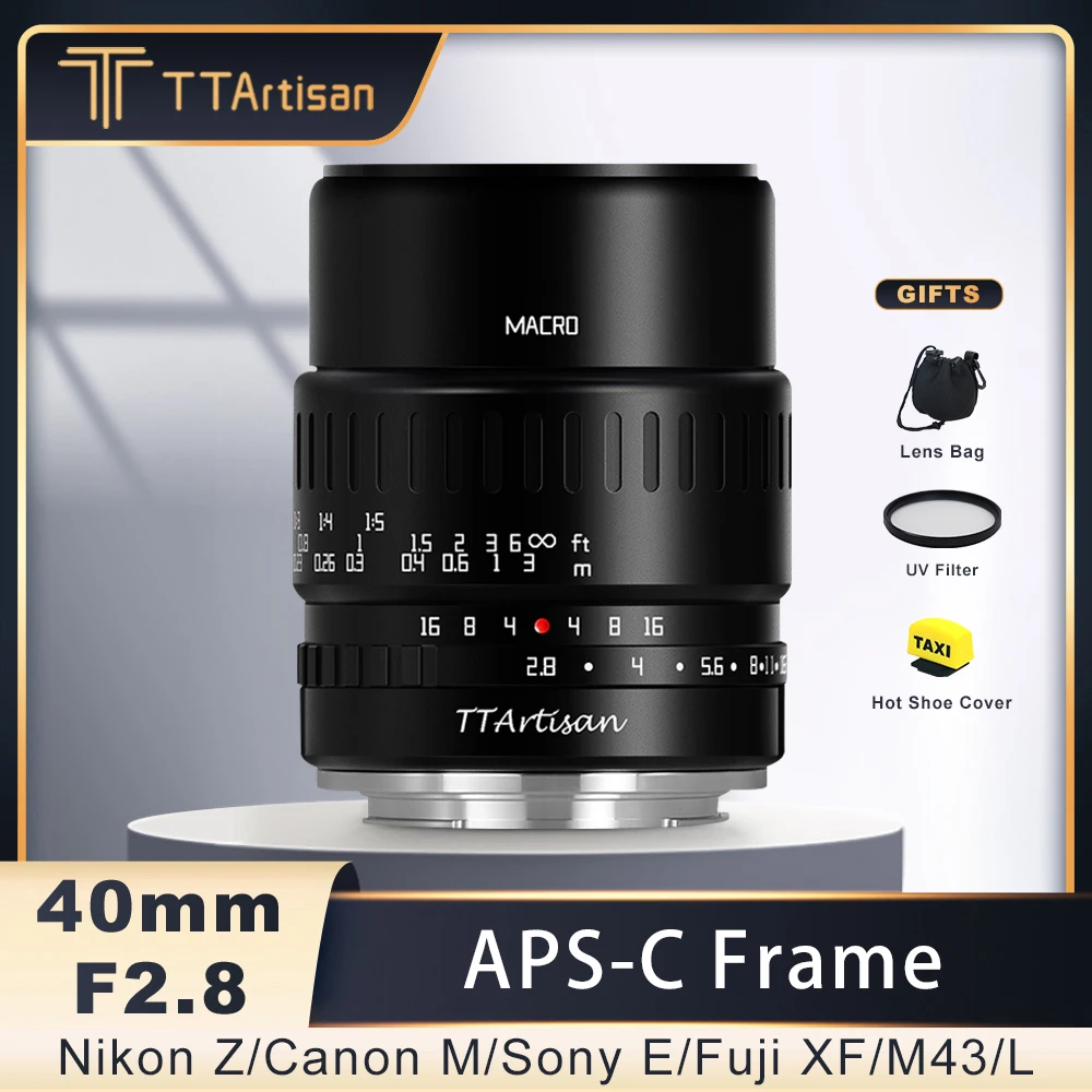 TTArtisan-lente de enfoque Manual para cámara SONY, lente Macro de 40mm F2.8 APS-C para cámara SONY E FUJI XF Canon M Panasonic Olympus M4/3 Nikon Z Leica Sigma L