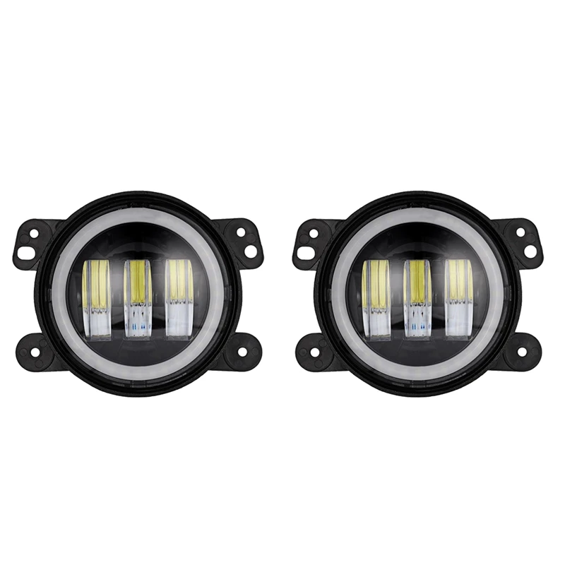 

4 Inch White Halo Led Fog Lights Front Bumper Lamp for Jeep Wrangler Jk 07-17