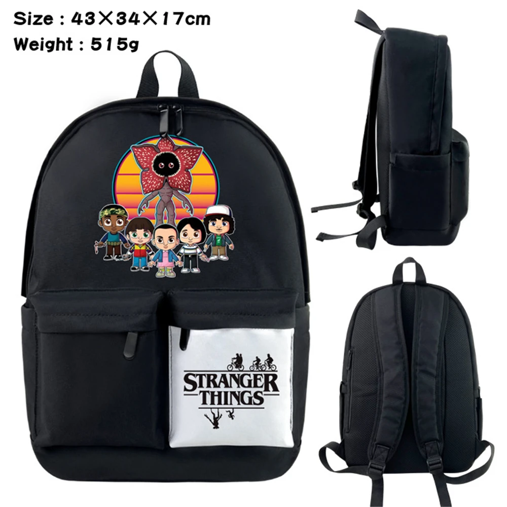

Anime Stranger Things Nylon Backpack Leisure Cartoon Knapsack Teenager Travel Laptop Bag Zip Unisex Bookbag Student School Bag