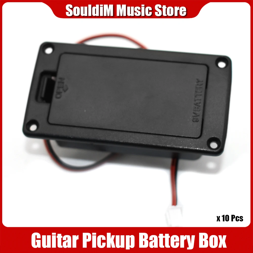 

10Pcs Active Bass Guitar Pickup 9V Battery Boxs/Holder/Case/Compartment Cover With Contacts Spring and 2 Pin Plug Cable