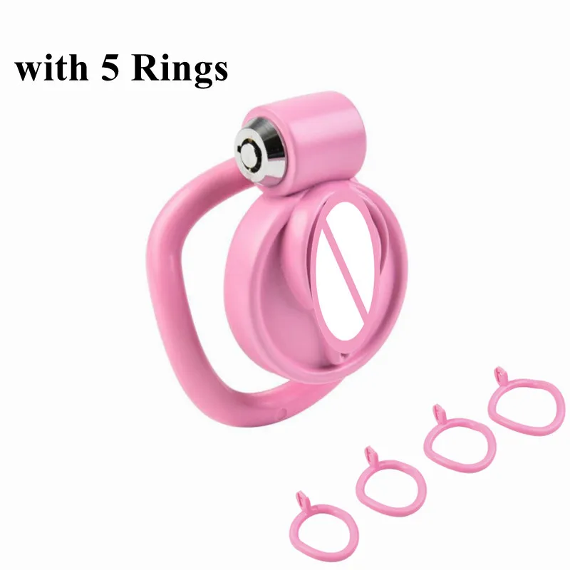 Мужской Пояс верности розового цвета с кольцами размера 5