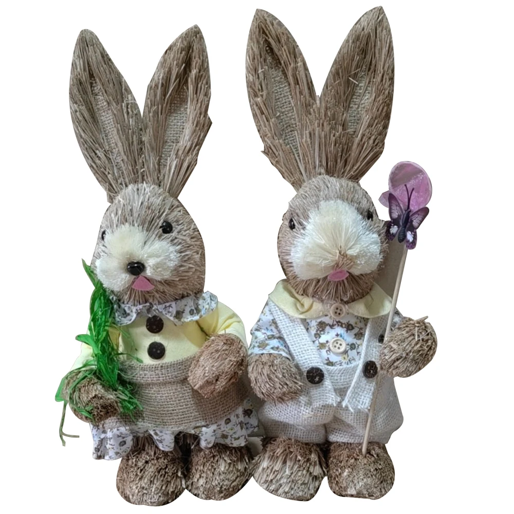 

Rabbit Ornament Cute Shape Home Decor Party Supplies High Quality Cattail Easter Bunny Statue Ornament Crafts