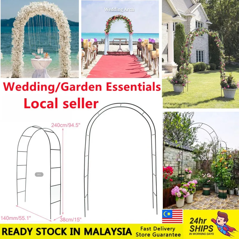 

Ready stock Arch flower standIron Wedding Party Bridal Prom Climbing plant stand wrought iron flower rack Garden Decor