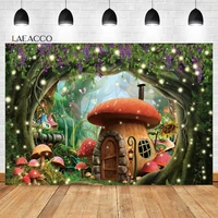 laeacco spring fantasy fairy tale mushroom forest backdrop kids birthday newborn baby shower portrait photography background