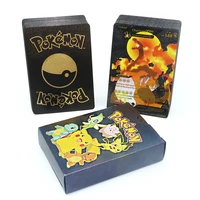 pokemon metal gold sliver black cards pikachu charizard vmax gx spanish english rare hobbies collection battle trainer boys gift