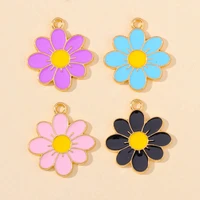 20pcs 4 color enamel daisy flower zinc alloy pendant charms for diy necklaces bracelet drop earrings women jewelry making crafts