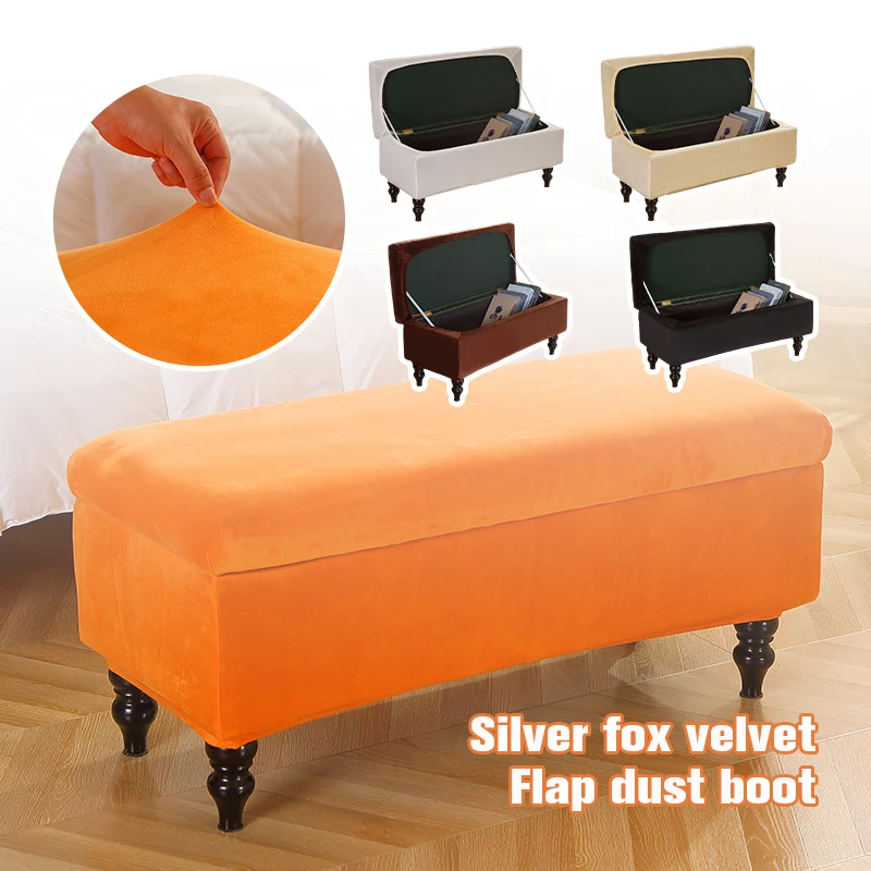 

Silver Fox Fleece Flap Footrest Dust Cover Fashion Simple Stretch Tiger Chair Footrest Storage Stool Cover Non-slip Solid Colour