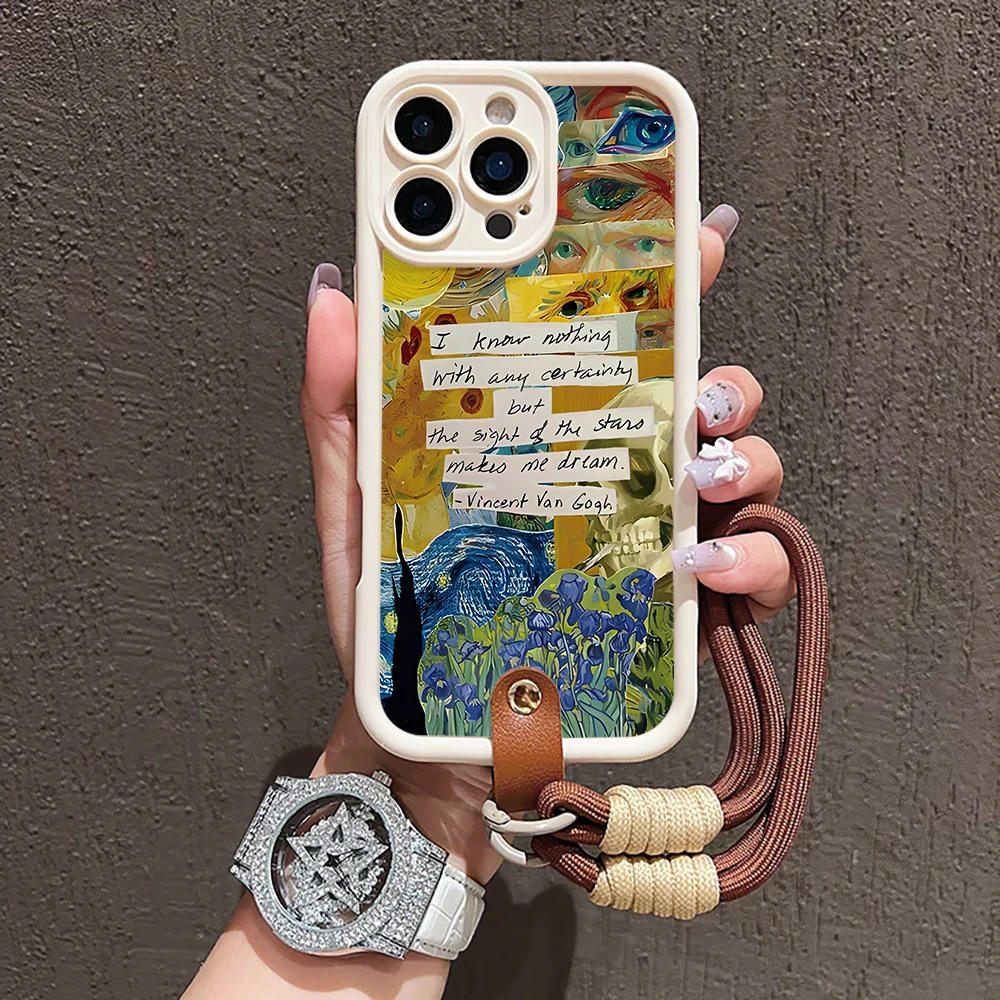 Фото Чехол для телефона с коллажем Ван Гога для Samsung Galaxy S26 S21 S25 S24 S23 S22 Ultra Plus FE, A16 A36 A54 A55 A56 с ремешком-шнурком (Funda) №2