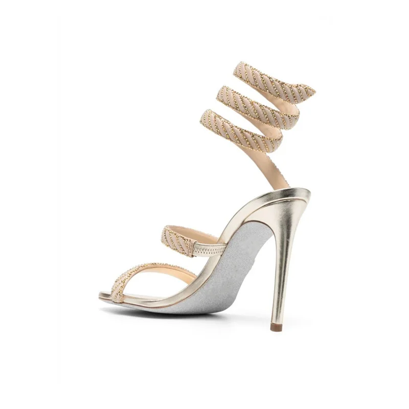 New Spring Summer 2023 Female Sandals Fashion Crystal Sexy Versatile Women Shoes Round Toe Thin High Heels Party Ladies Pumps