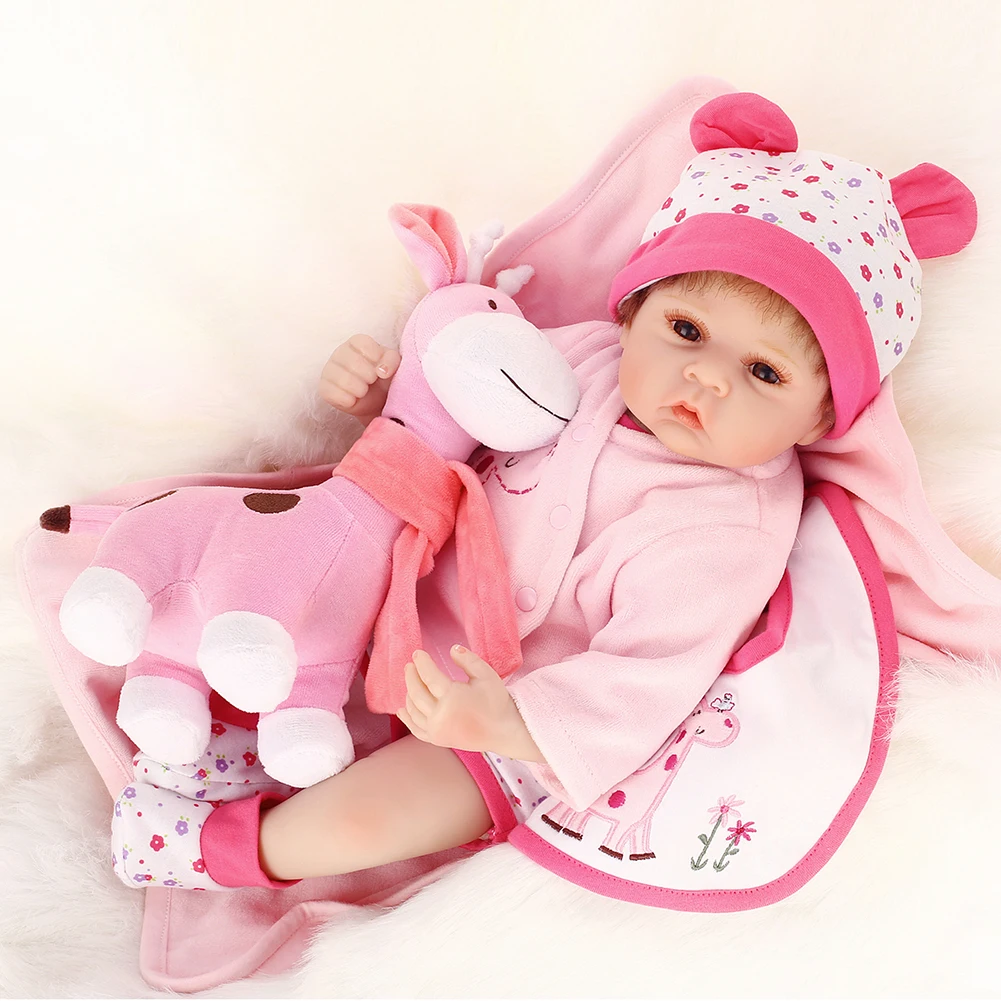 

NPK 50CM High Quality Reborn Toddler Bebe Doll With Giraffe Adorable Lifelike Baby Bonecas Bebe Doll Reborn Menina Gift for kids