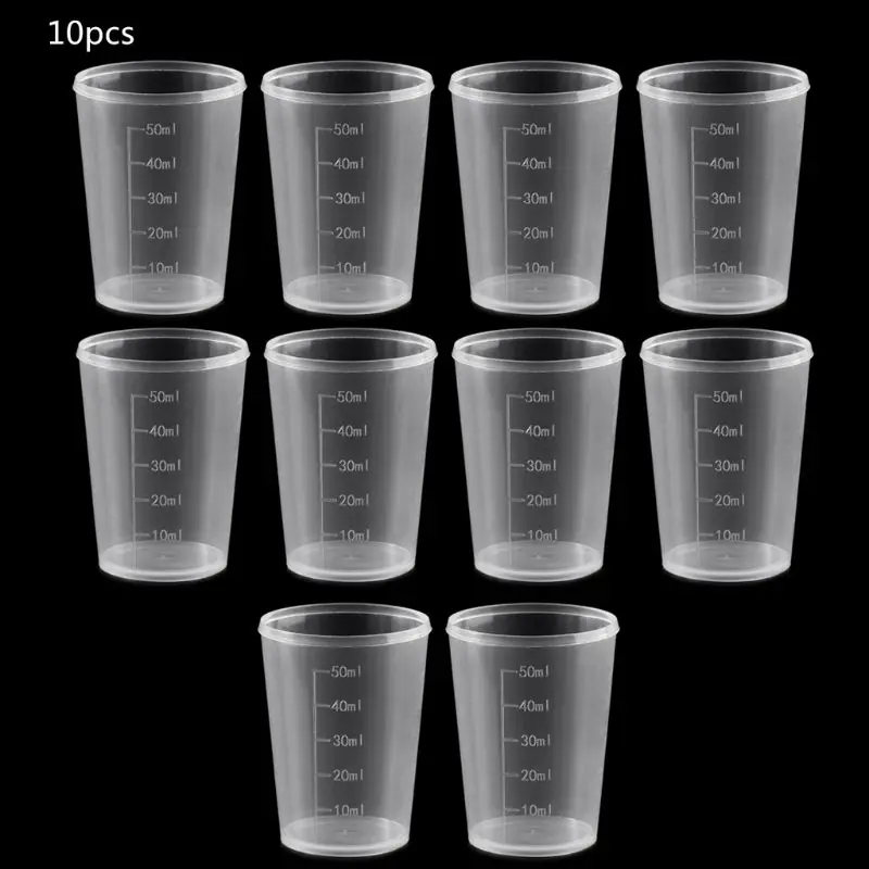 

10PCS/Pack 50ml Plastic Mixing Cups Reusable for Measuring Paint Epoxy Resin Dropship