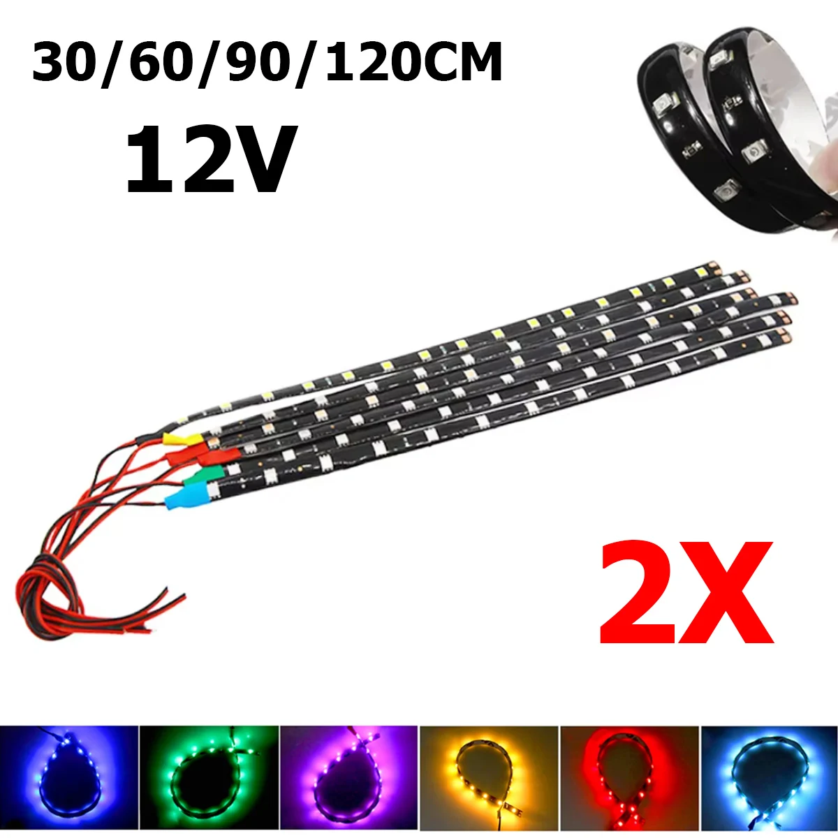 2PCS 30 / 60 90 120cm Изгибаемые светодиодные лампы с неоновыми фарами DRL SMD2835 Атмосфера 12V