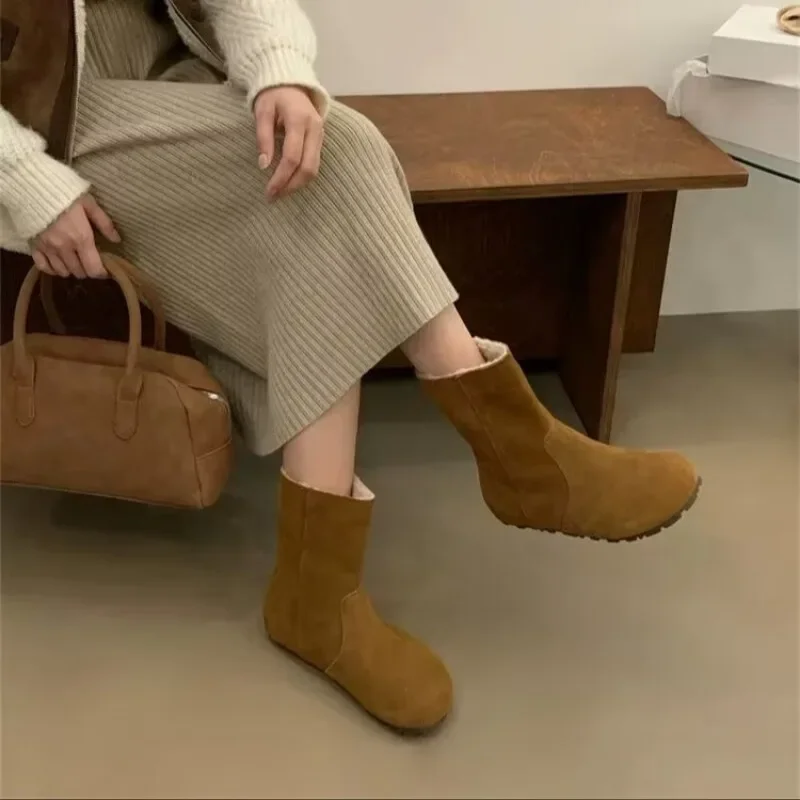 Женская обувь 2024 женские ботинки высокого качества до середины икры модные