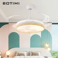 BOTIMI Moon 42 Inch Blades Ceiling Fans With Lights For Living Room Motor 1060MM Electric Fan Lamp 220V Home Remote Ventilator