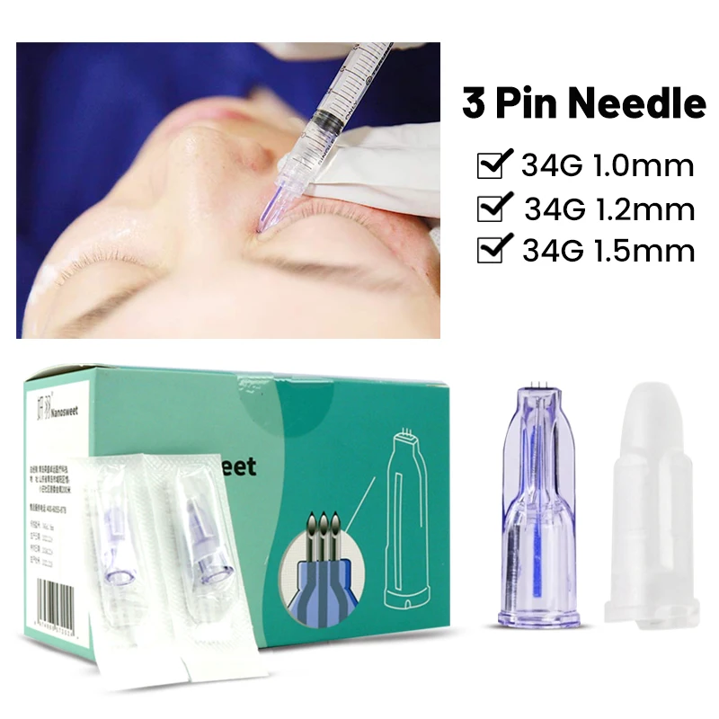 Nanosoft Microneedles Anti-aging Anti-Wrinkle Cosmetic Needle 3Pins Sterile Mesotherapy Crystal Multi Injection Micro needle