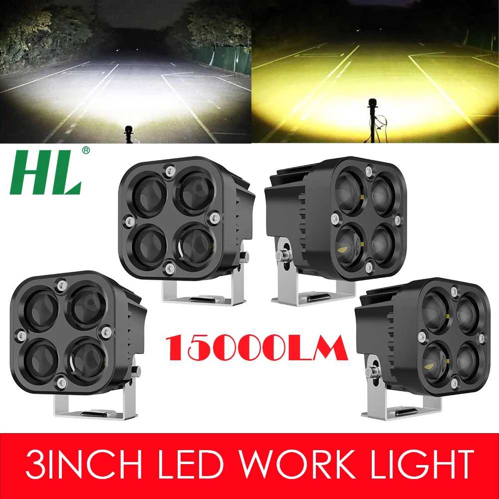 

HAOLIDE 3 Inch Amber Fog Lights 12V 24V White Yellow 4x4 Offroad Pods Lights For 12V 24V Car SUV Bus Truck Offroad Motorcycle
