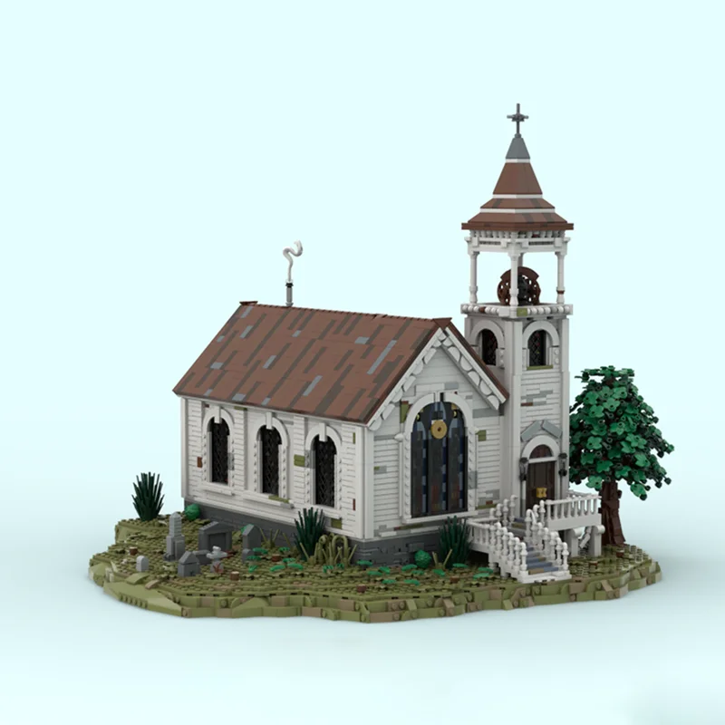 Фото 4780 деталей MOC: Модель Западной Церкви из Red Dead Redemption, набор для сборки, DIY-арт-набор, мега-мини, большой, культовый, развивающий конструктор, подарок №2
