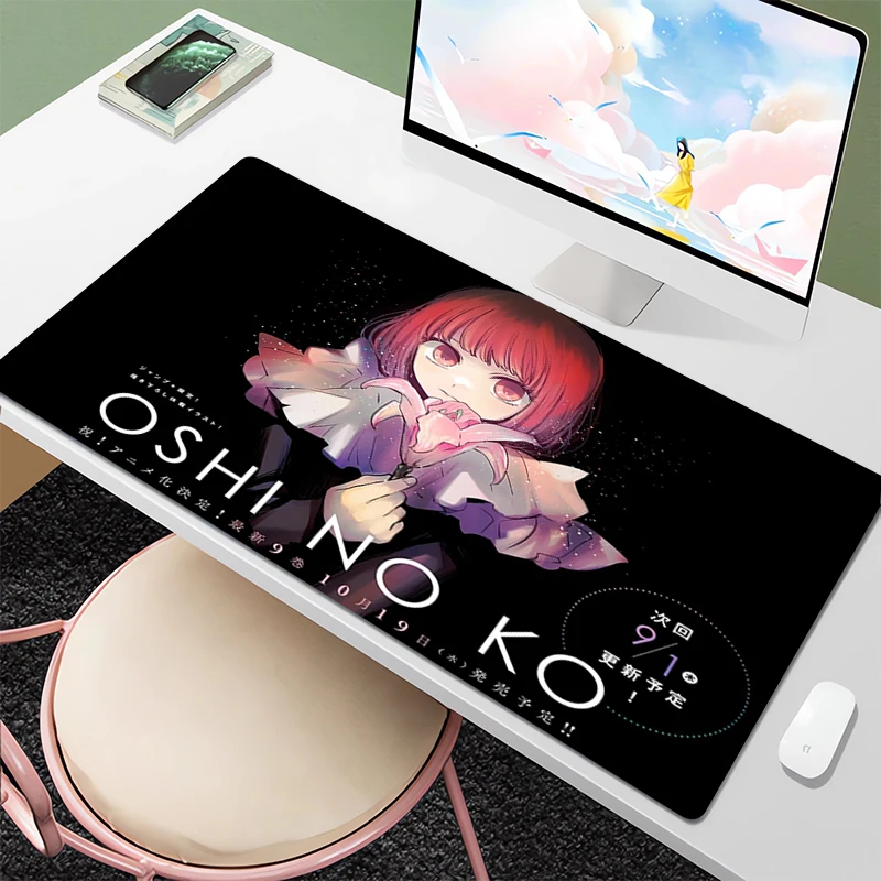 

Large Mouse Pad Gamer Cabinets Oshi No Ko Setup Gaming Pc Computer Table Cushion Mousepad Xxl Rubber Mat Deskmat Desk Protector