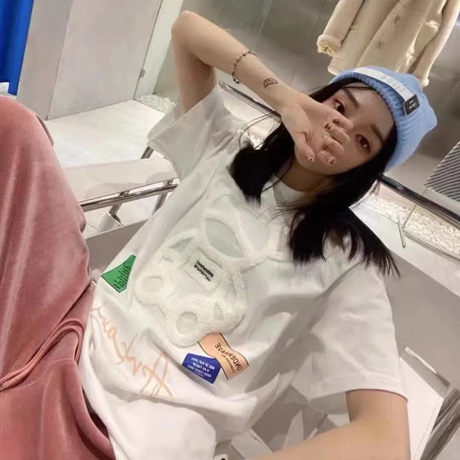 

2022 Summer New Trendy Brand ADER Towel Bear Loose Casual Unisex Short-sleeved Heavy Industrial Design Shirts for Women