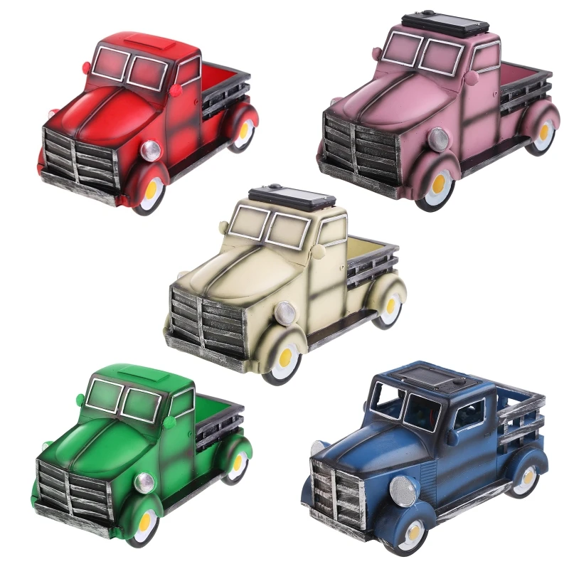 

D0AD садовый винтажный цветочный горшок для грузовика с солнечной светодиодной подсветкой для внутреннего двора художественный декор украш...