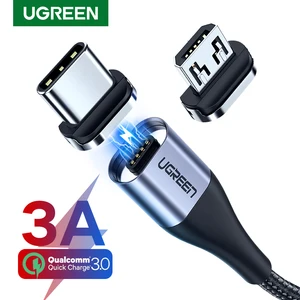 Магнитный кабель Ugreen usb-c, Micro USB, для быстрой зарядки и передачи данных, 3 А, мобильный телефон
