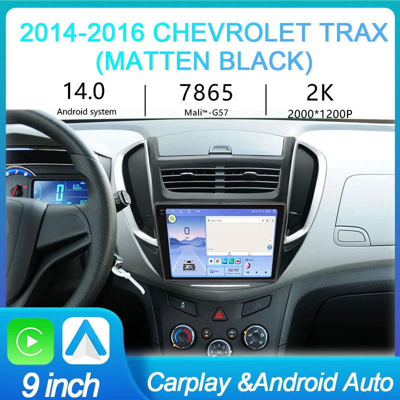 Фото MeiHua 9-дюймовый автомобильный радиоприемник для Chevrolet Trax Android14 2014-2016 гг., мультимедийный видеоплеер, головное устройство 2K и QLED экран №1