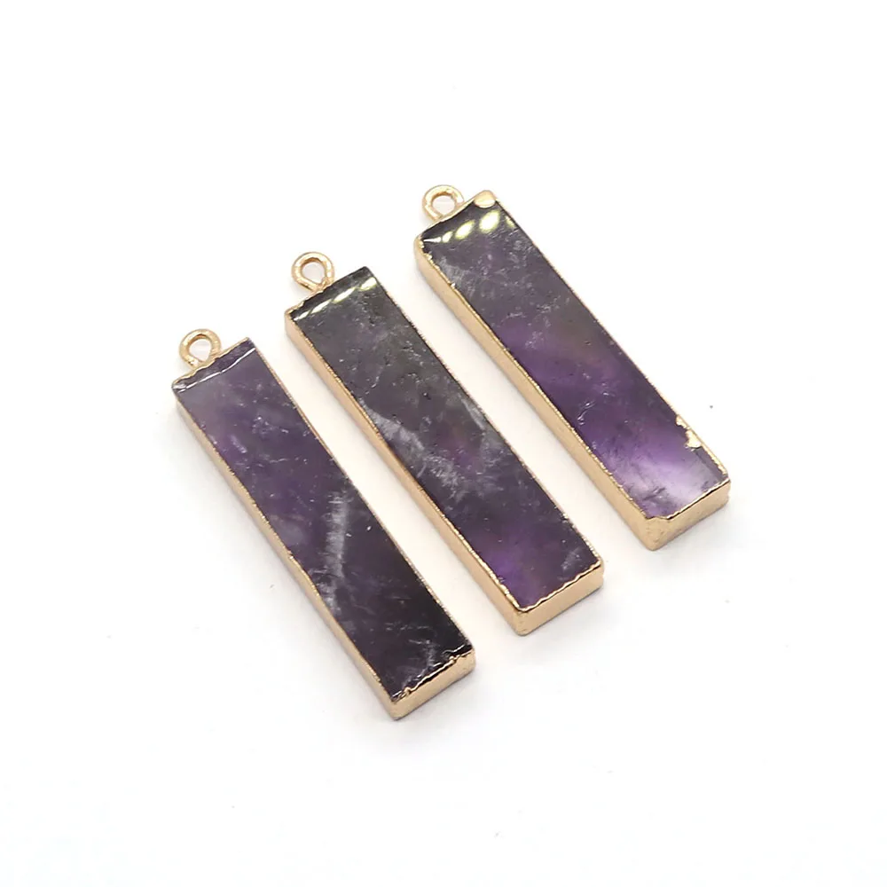 Прямоугольный кулон из натурального камня оникс с кристаллом 8x39 мм