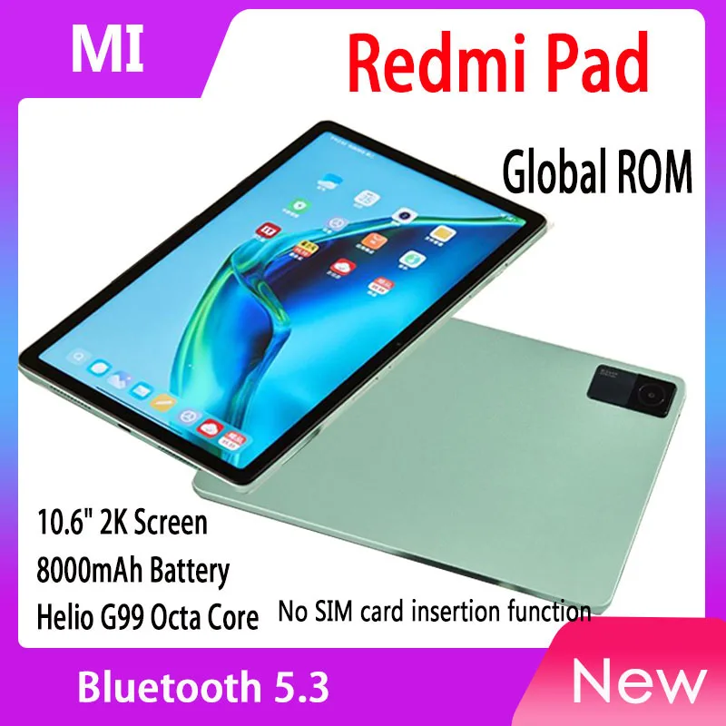 

Global ROM Xiaomi Redmi Pad 4GB 128GB/6GB 128GB Mi Tablet 90Hz Refresh Rate 10.6" 2K Screen 8000mAh Battery Helio G99 Octa Core