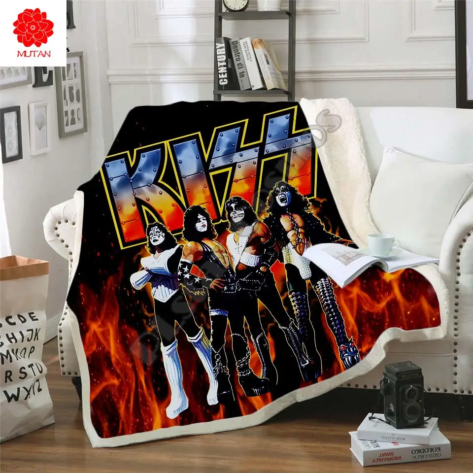 Новое одеяло KISS Rock &amp Roll All Nite вечерние 3D из шерпы с принтом на кровати домашний