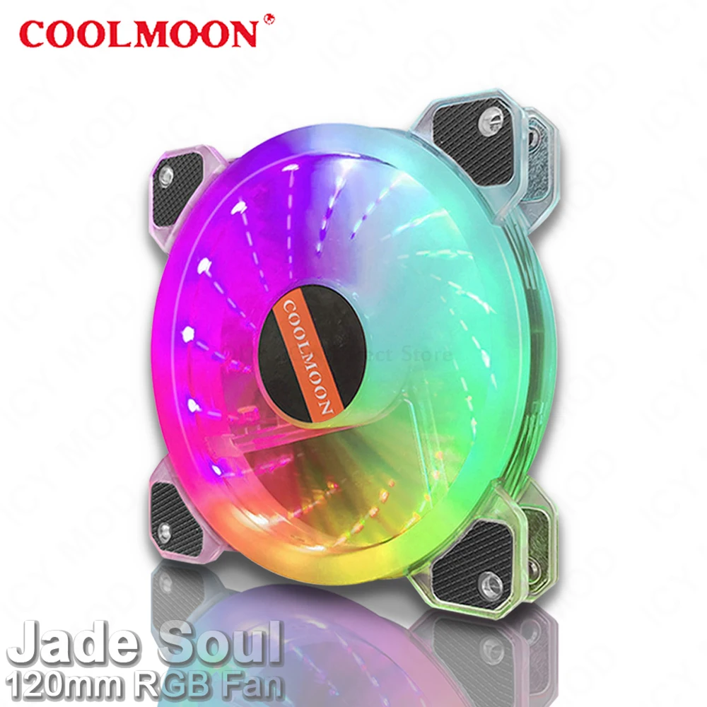 

COOLMOON Transperant RGB Fan 12CM PC Cooler ARGB 120MM Colorful Chassis Silent Fan Control Case Cooler for MOD A-RGB