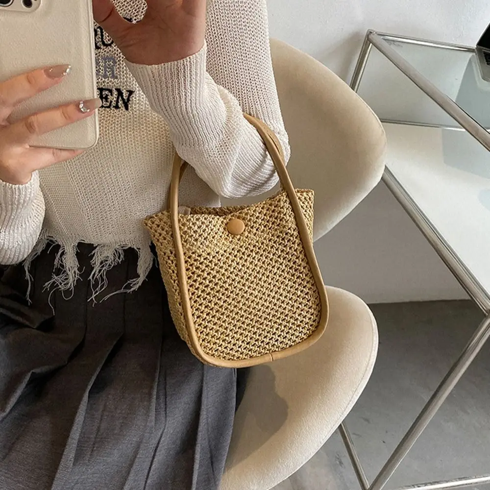 

Korean Straw Weave Bag Girls Purse Wallets Large Capacity Shoulder Bags Women Handbag Cosmetic Bag Small Messenger Gifts Soft