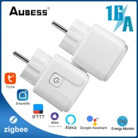tuya zigbee eu smart socket plug 16a smart home remote control power monitor support google home alexa electrical socket adaptor